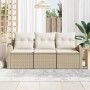 Conjunto de sofá de jardín 3 pcs Beige y blanco Poliratán en Sofás de exterior | Comprar online en Foru.es