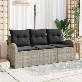 Conjunto de sofá de jardín con cojín 3 pcs Gris claro Poliratán en Sofás de exterior | Comprar online en Foru.es
