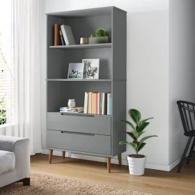 Librería MOLDE madera maciza de pino gris 85x35x170,5 cm de vidaXL, Librerías y estanterías - Ref: Foro24-350542, Precio: 209...