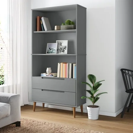 Librería MOLDE madera maciza de pino gris 85x35x170,5 cm de vidaXL, Librerías y estanterías - Ref: Foro24-350542, Precio: 209...