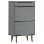 Zapatero MOLDE madera maciza de pino gris 59,5x35x103 cm de vidaXL, Zapateros y organizadores de calzado - Ref: Foro24-350527...