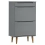 Zapatero MOLDE madera maciza de pino gris 59,5x35x103 cm de vidaXL, Zapateros y organizadores de calzado - Ref: Foro24-350527...