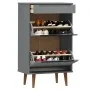 Zapatero MOLDE madera maciza de pino gris 59,5x35x103 cm de vidaXL, Zapateros y organizadores de calzado - Ref: Foro24-350527...