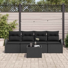 Conjunto de sofá de jardín con cojín Manual 5 pcs Negro en Sofás de exterior | Comprar online en Foru.es