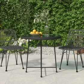 Tempered glass and black steel dining table 80 cm by vidaXL, Garden tables - Ref: Foro24-319437, Price: 63,21 €, Discount: %