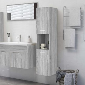 Armario de baño madera contrachapada gris Sonoma 30x30x130 cm de vidaXL, Muebles de baño - Ref: Foro24-815640, Precio: 66,20 ...