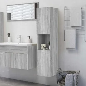 Badezimmerschrank aus grauem Sonoma-Sperrholz, 30 x 30 x 130 cm von vidaXL, Badezimmermöbel - Ref: Foro24-815640, Preis: 64,4...