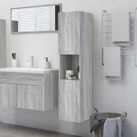 Armario de baño madera contrachapada gris Sonoma 30x30x130 cm de vidaXL, Muebles de baño - Ref: Foro24-815640, Precio: 66,20 ...