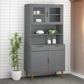 Aparador superior MOLDE madera maciza pino gris 90x35x100 cm de vidaXL, Aparadores - Ref: Foro24-350551, Precio: 170,08 €, De...