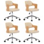 Sillas de comedor giratorias 4 uds madera curvada cuero crema en Sillas de comedor | Comprar online en Foru.es