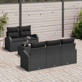 Conjunto de sofá de jardín 6 pcs Negro ratán sintético en Sofás de exterior | Comprar online en Foru.es