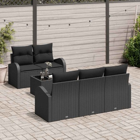 Conjunto de sofá de jardín 6 pcs Negro ratán sintético en Sofás de exterior | Comprar online en Foru.es