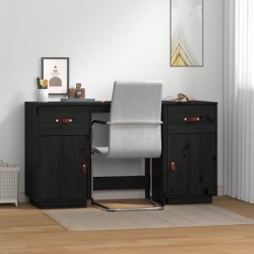 Escritorio con armarios madera maciza pino negro 135x50x75 cm de vidaXL, Escritorios - Ref: Foro24-3107848, Precio: 250,82 €,...