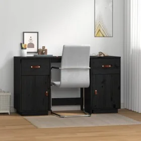 Escritorio con armarios madera maciza pino negro 135x50x75 cm de vidaXL, Escritorios - Ref: Foro24-3107848, Precio: 247,29 €,...