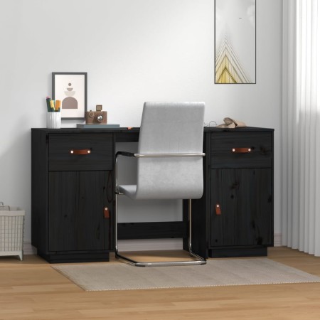 Escritorio con armarios madera maciza pino negro 135x50x75 cm de vidaXL, Escritorios - Ref: Foro24-3107848, Precio: 250,82 €,...