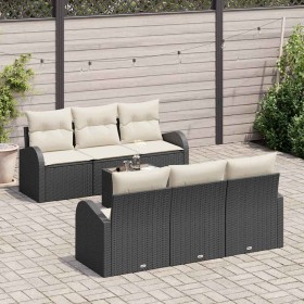 Conjunto de sofá de jardín 7 pcs Negro y crema ratán sintético en Sofás de exterior | Comprar online en Foru.es