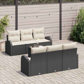 Conjunto de sofá de jardín 7 pcs Negro y crema ratán sintético en Sofás de exterior | Comprar online en Foru.es