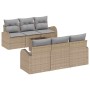 Conjunto de sofá de jardín 7 pcs Beige y gris ratán sintético en Sofás de exterior | Comprar online en Foru.es