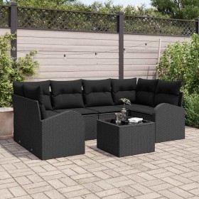 Conjunto de sofá de jardín con cojín Manual 7 pcs Negro en Sofás de exterior | Comprar online en Foru.es