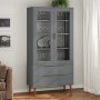 Mueble vitrina MOLDE madera maciza de pino gris 90x35x175 cm de vidaXL, Librerías y estanterías - Ref: Foro24-350545, Precio:...