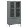 Mueble vitrina MOLDE madera maciza de pino gris 90x35x175 cm de vidaXL, Librerías y estanterías - Ref: Foro24-350545, Precio:...