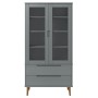 Mueble vitrina MOLDE madera maciza de pino gris 90x35x175 cm de vidaXL, Librerías y estanterías - Ref: Foro24-350545, Precio:...