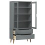 Mueble vitrina MOLDE madera maciza de pino gris 90x35x175 cm de vidaXL, Librerías y estanterías - Ref: Foro24-350545, Precio:...