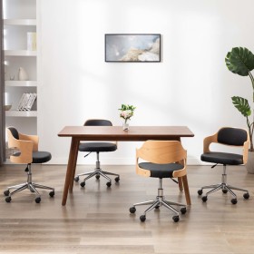 Sillas de comedor giratorias 4 uds madera curvada y cuero negro en Sillas de comedor | Comprar online en Foru.es