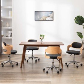 Sillas de comedor giratorias 4 uds madera curvada y cuero negro en Sillas de comedor | Comprar online en Foru.es