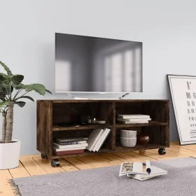 Mueble TV con ruedas madera contrachapada roble humo 90x35x35cm de vidaXL, Muebles TV - Ref: Foro24-815258, Precio: 61,52 €, ...