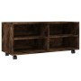 Mueble TV con ruedas madera contrachapada roble humo 90x35x35cm de vidaXL, Muebles TV - Ref: Foro24-815258, Precio: 62,57 €, ...