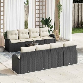 Conjunto de sofá de jardín 9 pcs Negro y crema ratán sintético en Sofás de exterior | Comprar online en Foru.es