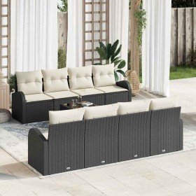 Conjunto de sofá de jardín 9 pcs Negro y crema ratán sintético en Sofás de exterior | Comprar online en Foru.es