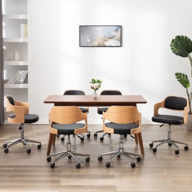 Sillas de comedor giratorias 6 uds madera curvada y cuero negro en Sillas de comedor | Comprar online en Foru.es