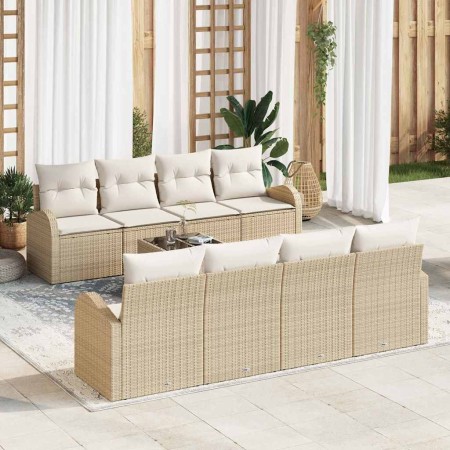 Conjunto de sofá de jardín con cojín Manual 9 pcs Beige y Crema en Sofás de exterior | Comprar online en Foru.es