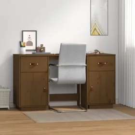 Escritorio armarios madera maciza pino marrón miel 135x50x75cm de vidaXL, Escritorios - Ref: Foro24-3107847, Precio: 226,69 €...