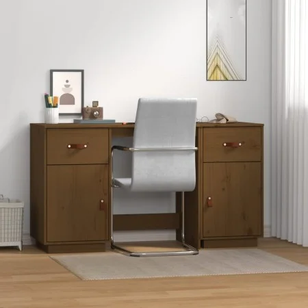 Escritorio armarios madera maciza pino marrón miel 135x50x75cm de vidaXL, Escritorios - Ref: Foro24-3107847, Precio: 226,69 €...
