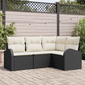 Conjunto de sofás de jardín 4 pcs Negro y ratán sintético en Sofás de exterior | Comprar online en Foru.es
