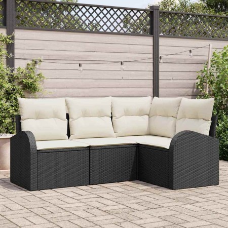 Conjunto de sofás de jardín 4 pcs Negro y ratán sintético en Sofás de exterior | Comprar online en Foru.es