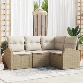 Conjunto de sofás de jardín 4 pcs Beige y ratán sintético en Sofás de exterior | Comprar online en Foru.es