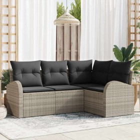 Conjunto de sofás de jardín 4 pcs Gris Claro ratán sintético en Sofás de exterior | Comprar online en Foru.es