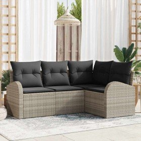 Conjunto de sofás de jardín 4 pcs Gris Claro ratán sintético en Sofás de exterior | Comprar online en Foru.es
