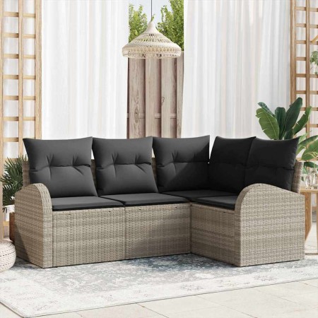 Conjunto de sofás de jardín 4 pcs Gris Claro ratán sintético en Sofás de exterior | Comprar online en Foru.es
