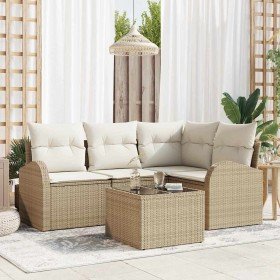 Conjunto de sofás de jardín 5 pcs Beige y ratán sintético en Sofás de exterior | Comprar online en Foru.es