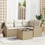 Conjunto de sofás de jardín 5 pcs Beige y ratán sintético en Sofás de exterior | Comprar online en Foru.es