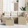 Conjunto de sofás de jardín 5 pcs Beige y ratán sintético en Sofás de exterior | Comprar online en Foru.es
