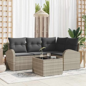 Conjunto de sofás de jardín 5 pcs Gris Claro ratán sintético en Sofás de exterior | Comprar online en Foru.es