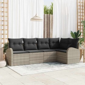 Conjunto de sofás de jardín 5 pcs Gris Claro ratán sintético en Sofás de exterior | Comprar online en Foru.es