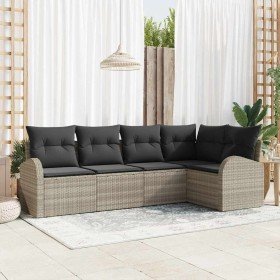 Conjunto de sofás de jardín 5 pcs Gris Claro ratán sintético en Sofás de exterior | Comprar online en Foru.es