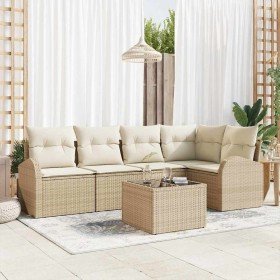 Conjunto de sofás de jardín 6 pcs Beige y ratán sintético en Sofás de exterior | Comprar online en Foru.es